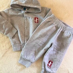 Kids Gray Sweatpants & Hoodie Set with Logo